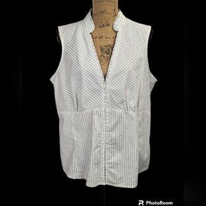 Cato Woman Sleeveless Striped V-Neck Blouse Top w Ruffle Detail Sz 18/20